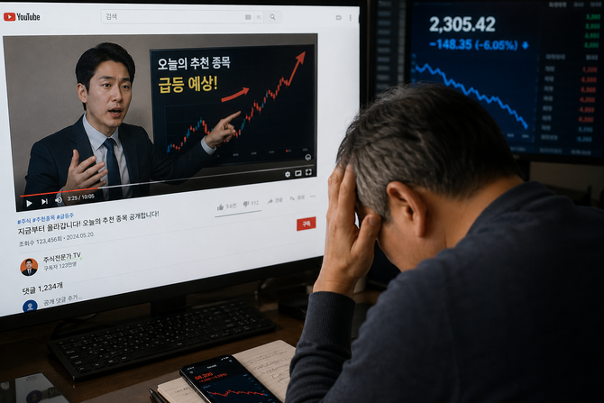 금융감독원이 불법 핀플루언서 단속을 강화한 가운데 유튜브 기반 투자 권유로 인한 피해 우려가 커지고 있다. ⓒ 챗GPT 생성 이미지