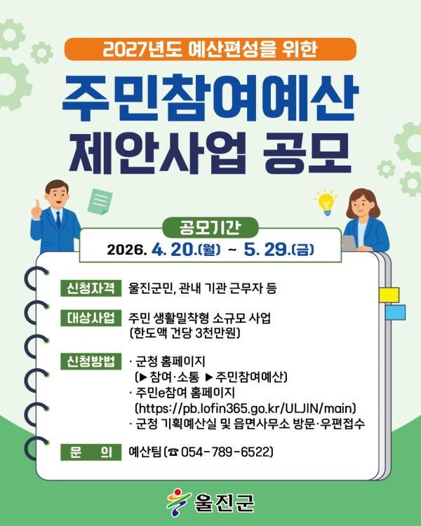 울진군 2027년도 주민참여예산 제안사업 공모 포스터. ⓒ 울진군