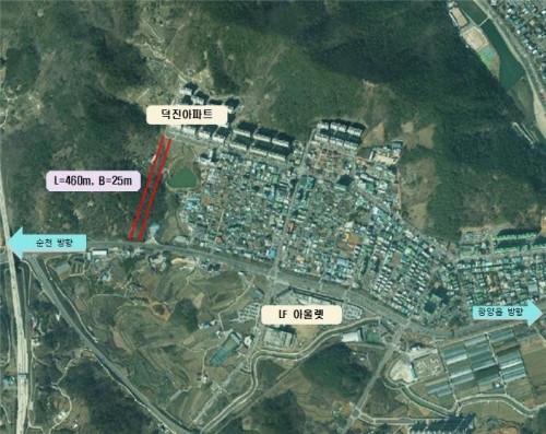 광양읍 덕례리 덕진아파트 주변 도로개설사업 계획도. ⓒ 광양시