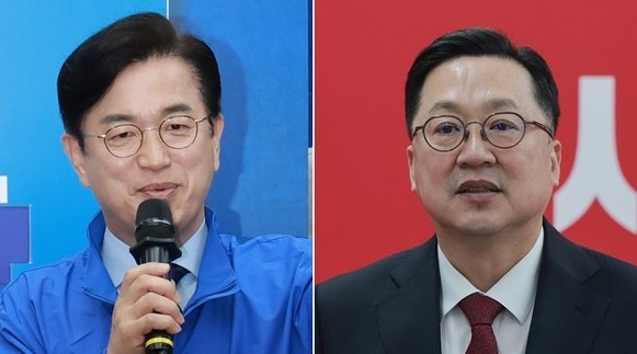 왼쪽부터 더불어민주당 허태정 후보, 국민의힘 이장우 후보. = 오영태 기자
