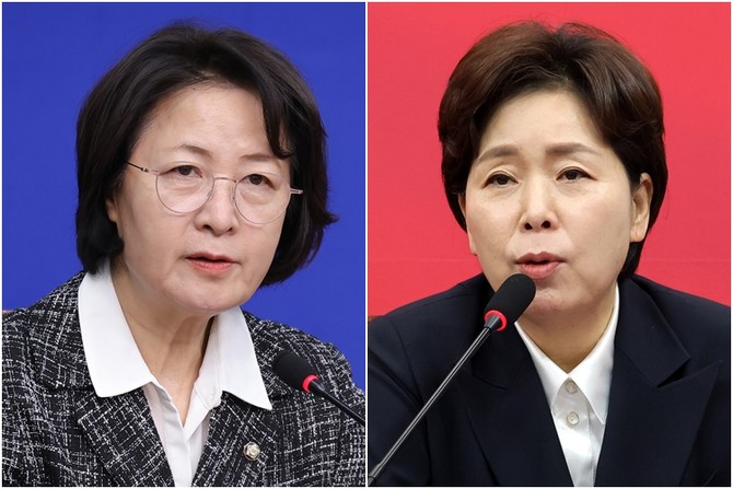 (좌측부터) 추미애 더불어민주당 경기도지사 후보·양향자 국민의힘 경기도지사 후보. ⓒ 연합뉴스
