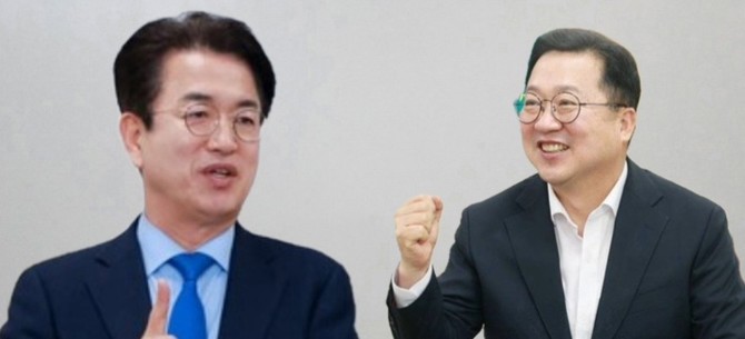 왼쪽부터 더불어민주당 허태정 후보, 국민의힘 이장우 후보. = 오영태 기자