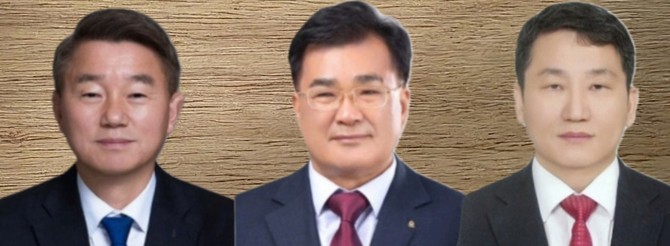 왼쪽부터 더불어민주당 유승광 후보, 국민의힘 김기웅 후보, 개혁신당 조중현 후보. = 오영태 기자