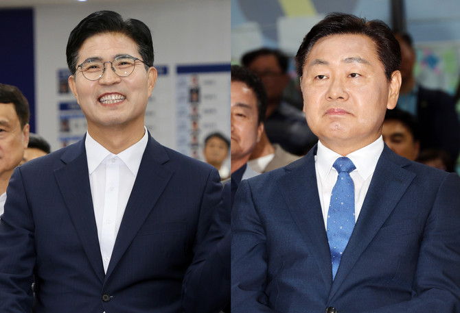이원택 더불어민주당 후보(왼쪽), 김관영 무소속 후보(오른쪽). © 연합뉴스