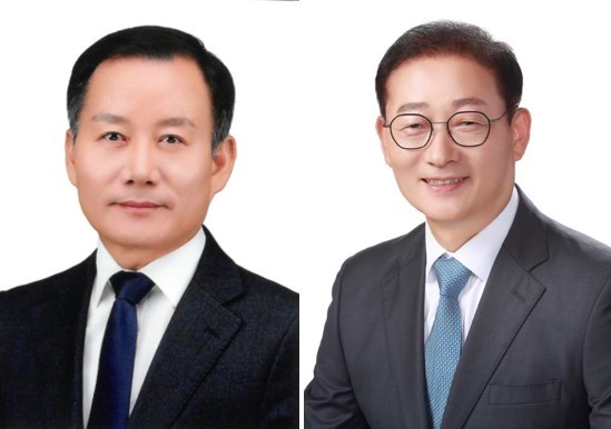 좌측부터 조국혁신당 김태성 신안군수 당선인, 민주당 이재각 진도군수 당선인. ⓒ 선관위