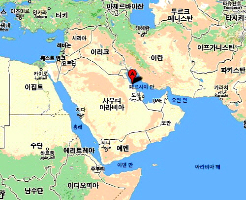  사우디아라비아 라스 알 카이르 위치도. 붉은색 A표시지역 ⓒ 대림산업