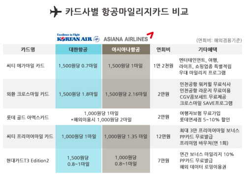  카드고릴라는 여름 휴가시즌을 맞아 고객들이 유용하게 사용할 수 있는 각 카드사의 인기 항공마일리지카드를 분석했다. ⓒ 카드고릴라