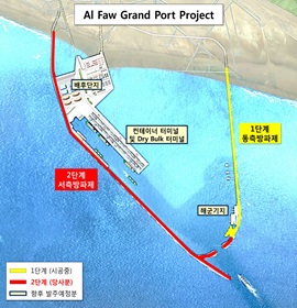  이라크 남부 바즈라주 Al Faw지역에 들어설 신항만 위치도. ⓒ 대우건설