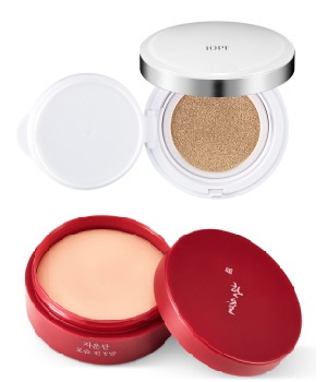  아이오페 에어쿠션 XP(사진 위), 한율 자운단 보습진정밤(사진 아래). ⓒ 각사