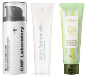  사진 좌측부터 CNP차앤박화장품 CNP 데일리 필링 폼, 케이트 서머빌 젠틀 데일리 워시, Onl 비타빈 모이스트 클렌징 폼. ⓒ 각사