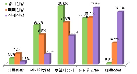  2014년 상반기 부동산시장 전망을 묻는 질문에 대한 설문조사 결과. ⓒ 부동산114