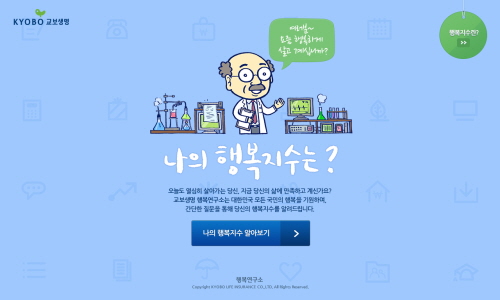  교보생명의 '나의 행복지수 알아보기'는 항목별 행복지수까지 상세히 알려주며 성격을 8가지 유형으로 나눠 쉽게 이해할 수 있도록 했다. ⓒ 교보생명