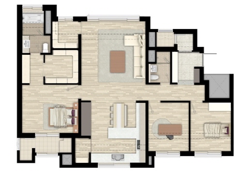  미사강변 2차 푸르지오에 적용되는 한강조망 특화평면(101E 확장형). ⓒ 대우건설