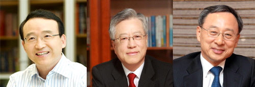  왼쪽부터 남중수 전 KT 사장&middot;이석채 전 KT 회장&middot;황창규 현 KT 회장. ⓒ KT