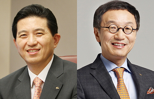  KB금융그룹 핵심 경영진의 '책임론'이 여전히 강하게 제기되고 있다. 임영록 KB금융지주 회장(좌)과 이건호 은행장은 소매금융을 강조하고 나섰지만, 확실한 책임이 뒤따라야 한다는 목소리가 새나오고 있다. ⓒ 프라임경제