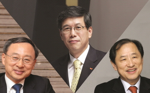  이상철 LG유플러스 부회장은1분기 이통3사 CEO가 지급받은 보수총액 중 가장 높은 금액을 받았다. 오른쪽부터 이상철 LG유플러스 부회장&middot;하성민 SK텔레콤 사장&middot;황창규 KT 회장. ⓒ 프라임경제