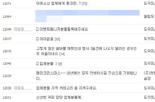  한 온라인 카페 게시판에는 무단결근한 행사자의 인적사항은 물론 행사비 지급을 하지 않은 아웃소싱업체에 대한 정보를 서로 공유하며 주의를 당부하고 있다. ⓒ 다음온라인 카페 캡처