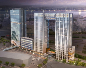  서울시 용산구 한강로3가에 특 1~2급 호텔로 지어질 예정인 용산호텔 야간 투시도. ⓒ 대우건설