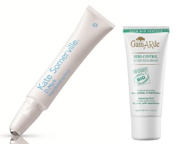  케이트 서머빌 디-마크 마크 디미니싱 세럼(좌), 갸마르드 퓨리파잉앤코렉팅 플루이드 by 온뜨레(우). ⓒ 각사