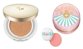  동인비 동인비영 쿠션 비비(사진 좌), 마죠리카 마죠르카 퍼프 데 치크(사진 우). ⓒ 각사