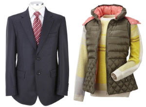  비제바노 신사복(왼쪽), PGA Tour 프리미엄 다운 퀼팅 조끼(오른쪽). ⓒ 금강제화