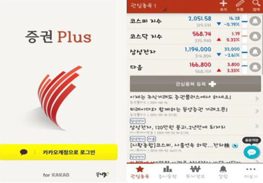 증권플러스 for KAKAO 실제 구동 화면. ⓒ 휴대폰 화면 갈무리